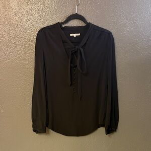Rebecca Minkoff Black Tie-Neck Long-Sleeve Blouse